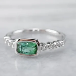 Sweet Mosgroen Tourmaline and Diamond Ring