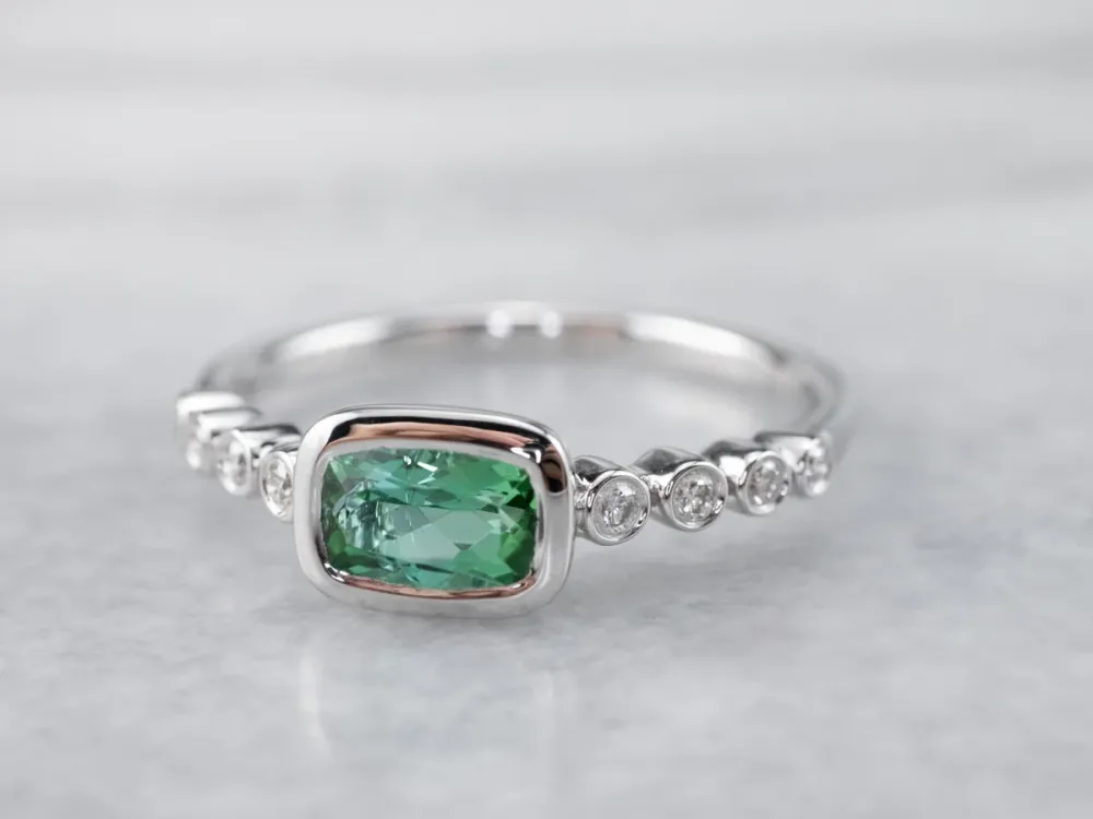 Sweet Mosgroen Tourmaline and Diamond Ring