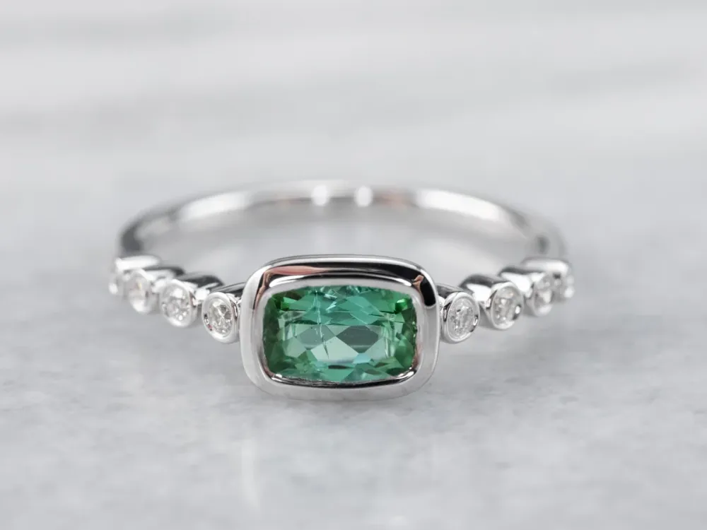Sweet Mosgroen Tourmaline and Diamond Ring