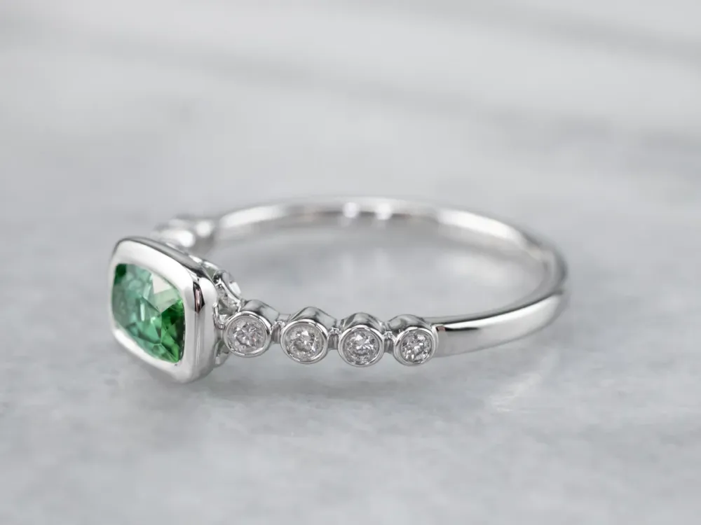 Sweet Mosgroen Tourmaline and Diamond Ring