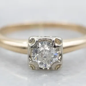 Sweetheart European Cut Diamond Solitaire Engagement Ring