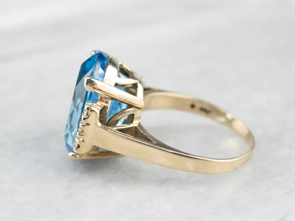Swiss Blue Topaz and Diamond Ring