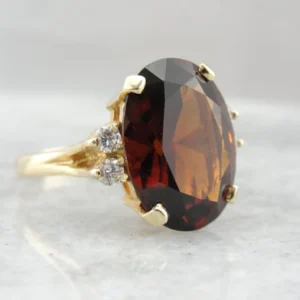 Traditioneel Ring Fine Hessonite Garnet and Diamonds