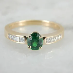 Tsavorite Mosgroen Garnet and Diamond Ring Engagement or Everyday