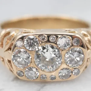 Van vroeger European Cut Diamond Cluster Ring