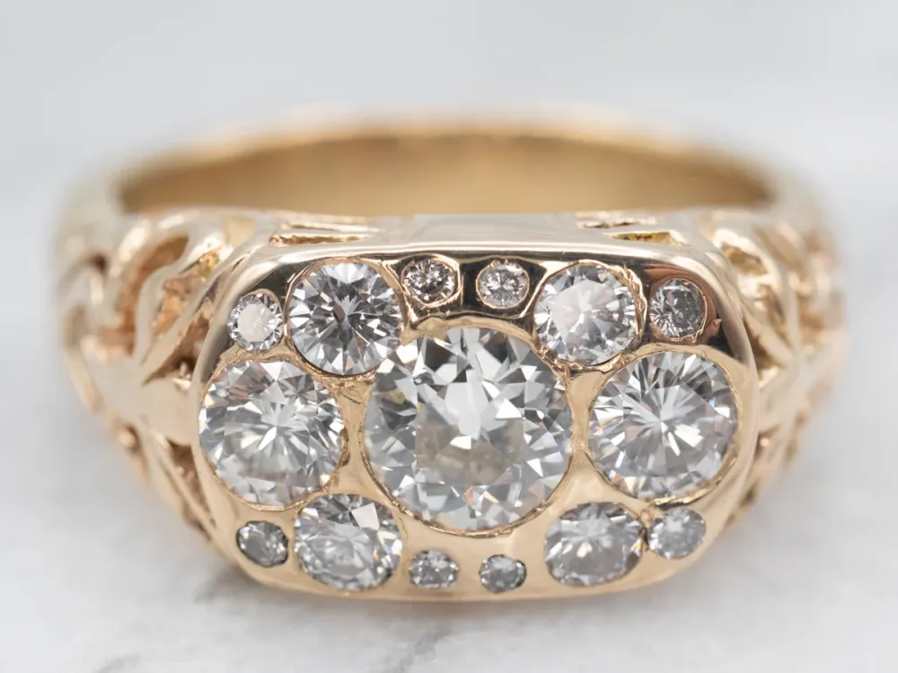 Van vroeger European Cut Diamond Cluster Ring