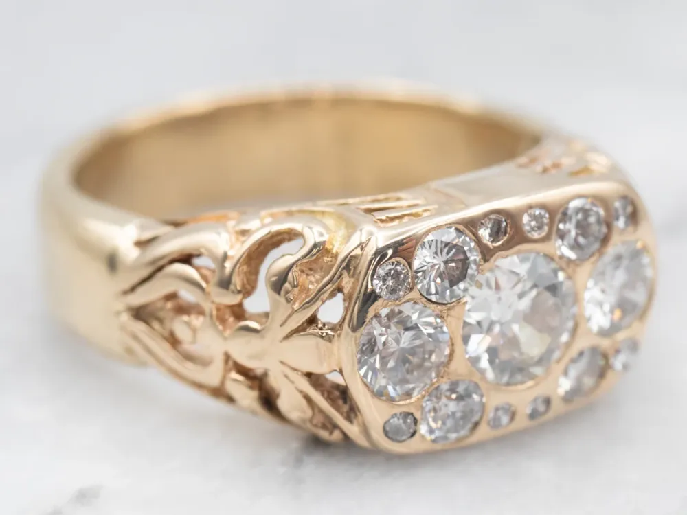 Van vroeger European Cut Diamond Cluster Ring