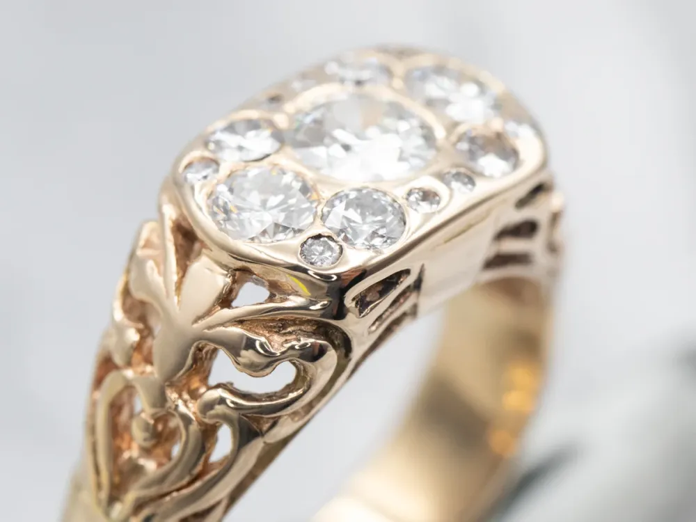 Van vroeger European Cut Diamond Cluster Ring