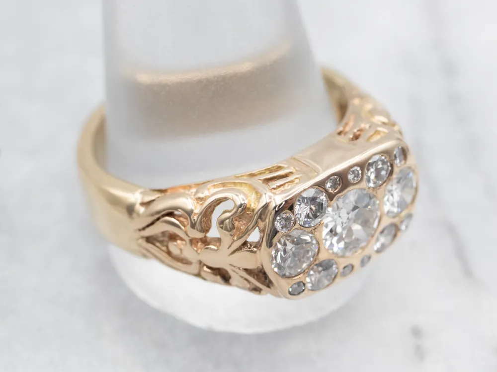 Van vroeger European Cut Diamond Cluster Ring