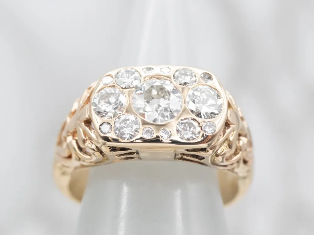 Van vroeger European Cut Diamond Cluster Ring