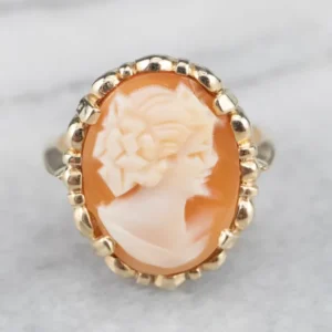 Van vroeger Gold Cameo Cocktail Ring met CE-Keurmerk