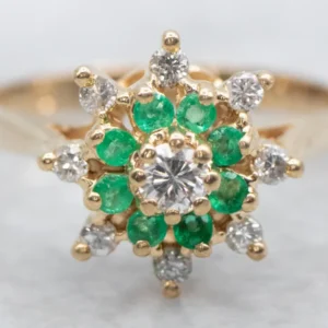 Verguld Diamond and Emerald Ring met CE-Keurmerk
