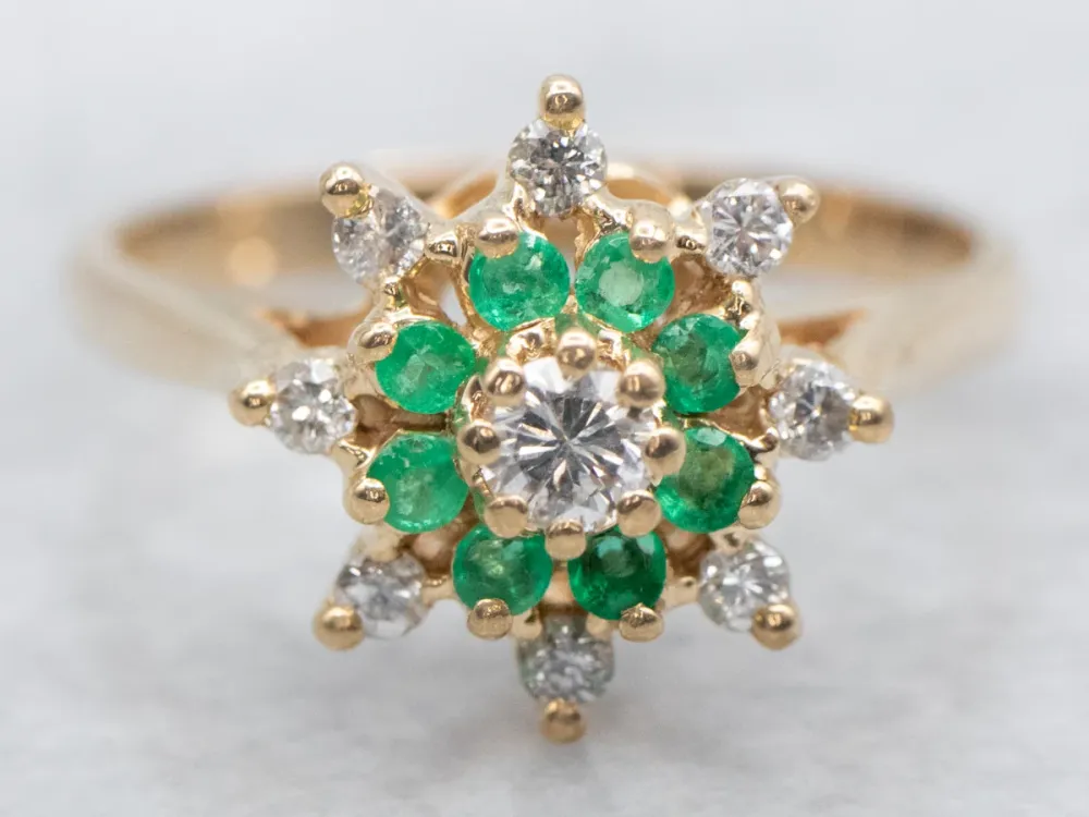 Verguld Diamond and Emerald Ring met CE-Keurmerk