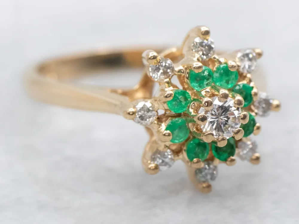 Verguld Diamond and Emerald Ring met CE-Keurmerk