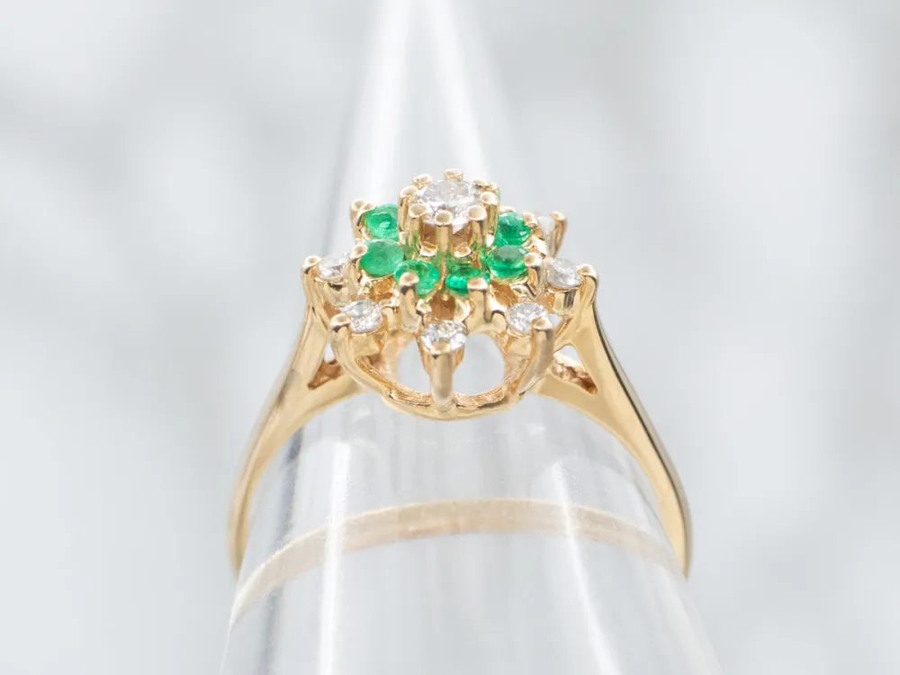 Verguld Diamond and Emerald Ring met CE-Keurmerk