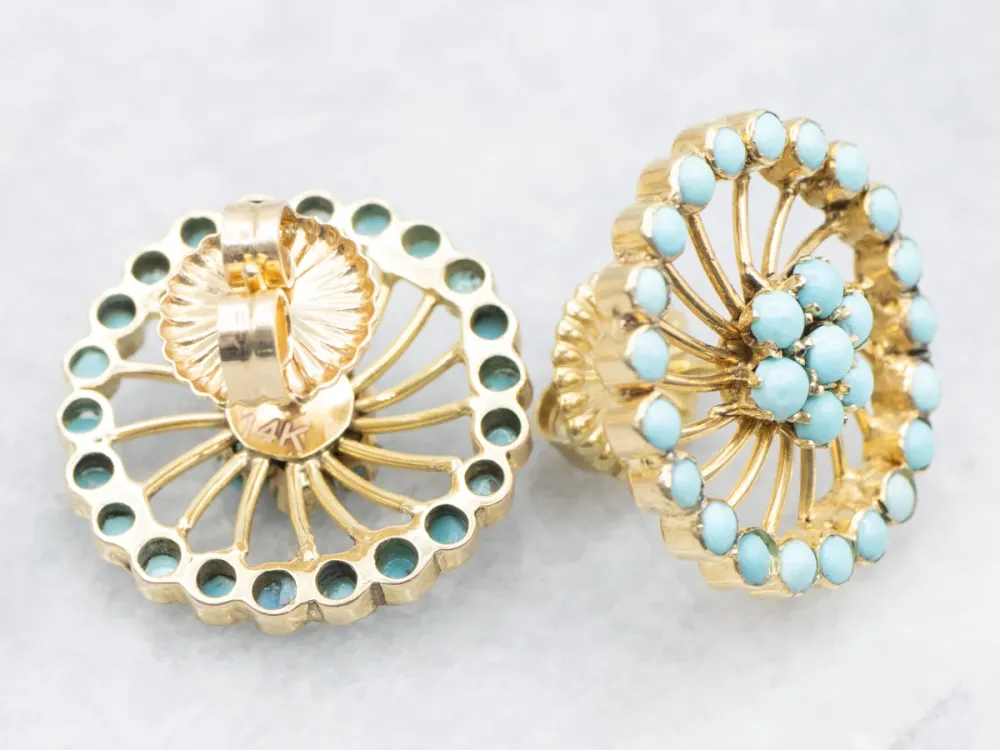 Verguld Filigree and Turquoise Cabochon Stud Earrings