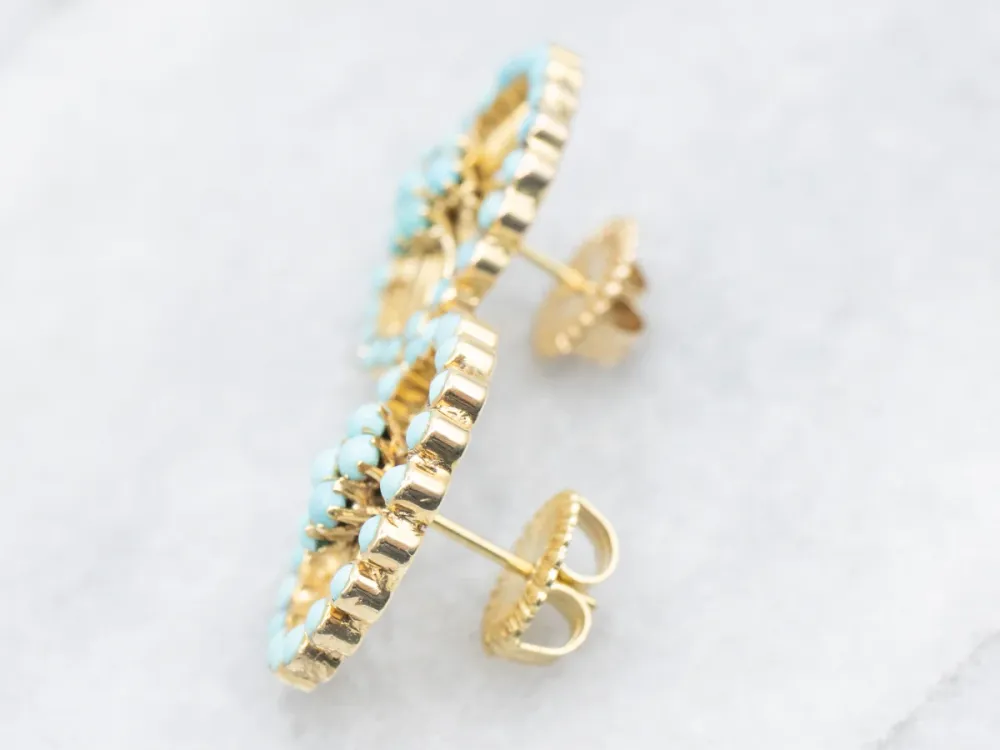 Verguld Filigree and Turquoise Cabochon Stud Earrings