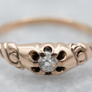 Victorian Old Mine Cut Diamond Buttercup Engagement Ring