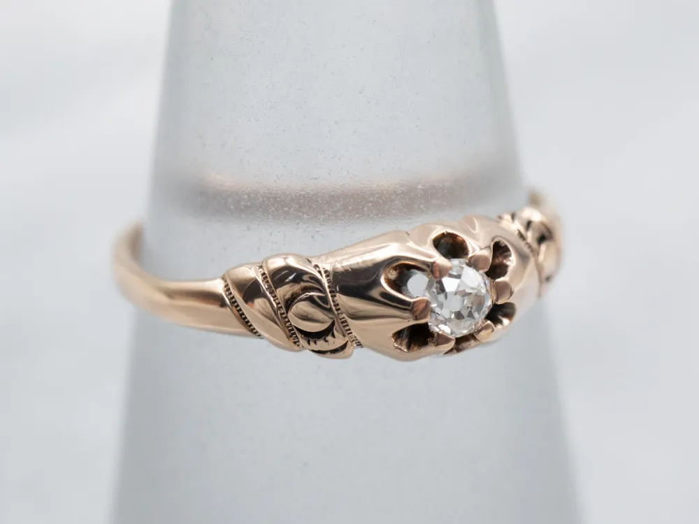 Victorian Old Mine Cut Diamond Buttercup Engagement Ring