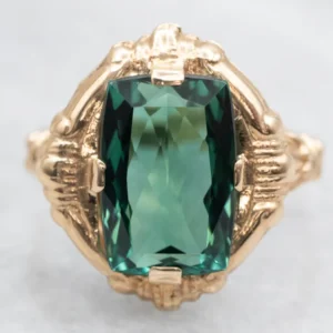 Victorian Revival Mosgroen Tourmaline Ring