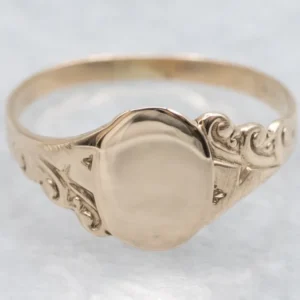 Victorian Rose Goud Scrolling Signet Ring