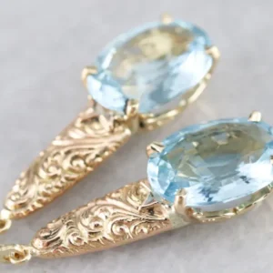 Victorian Zeeblauw Topaz Drop Earrings - DIN Norm