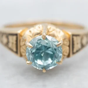 Victorian Zeeblauw Zircon Solitaire Ring met CE-Keurmerk