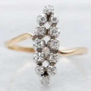 Vintage 1950's Diamond Dinner Bypass Ring