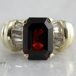 Vintage 1980's Garnet Statement Ring Yellow Verguld