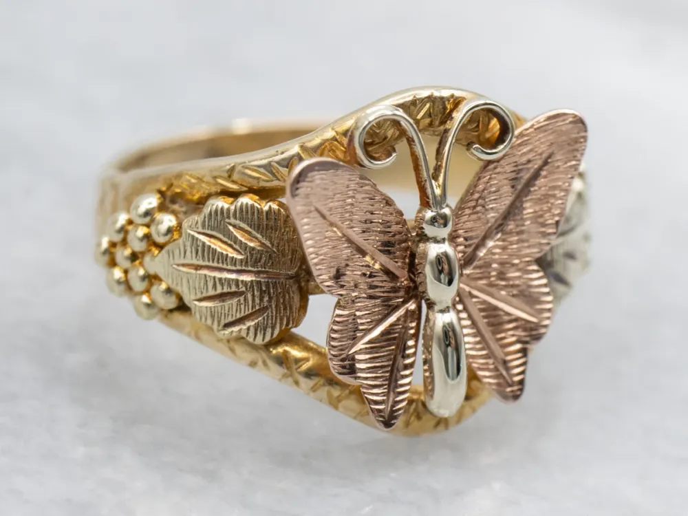 Vintage Black Hills Gold Butterfly Ring