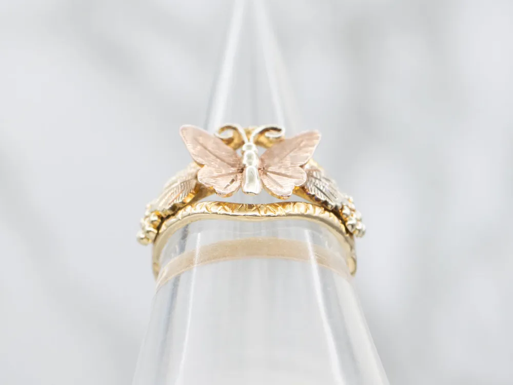 Vintage Black Hills Gold Butterfly Ring