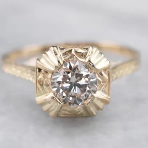 Vintage Champagne Diamond Engagement Ring