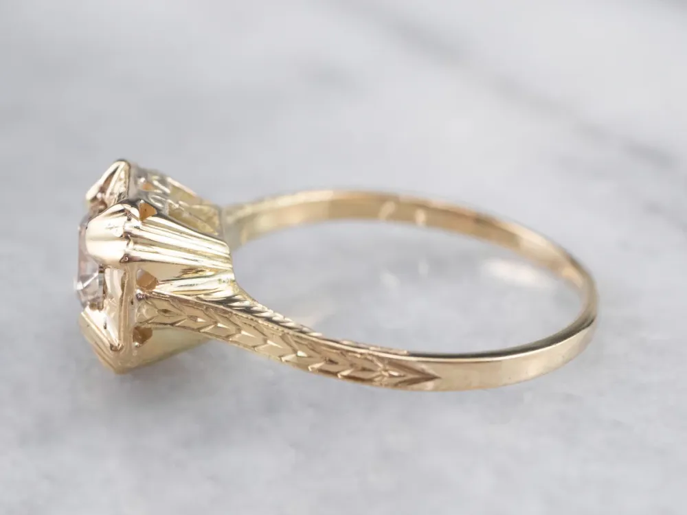 Vintage Champagne Diamond Engagement Ring