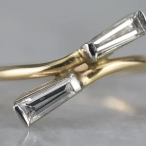Vintage Diamond Baguette Bypass Ring