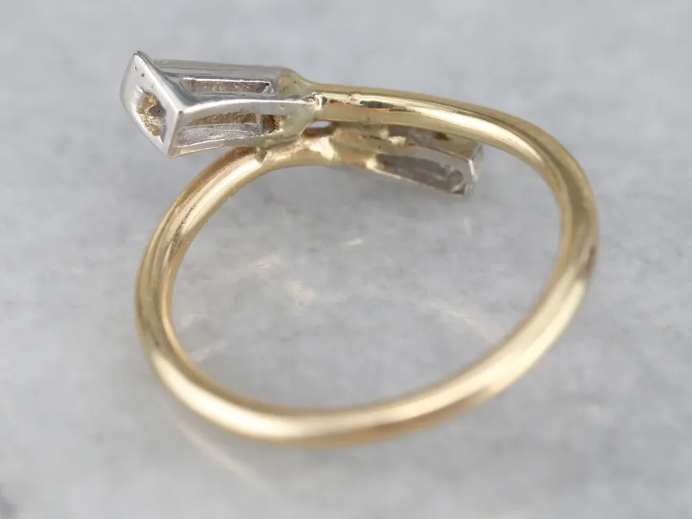 Vintage Diamond Baguette Bypass Ring