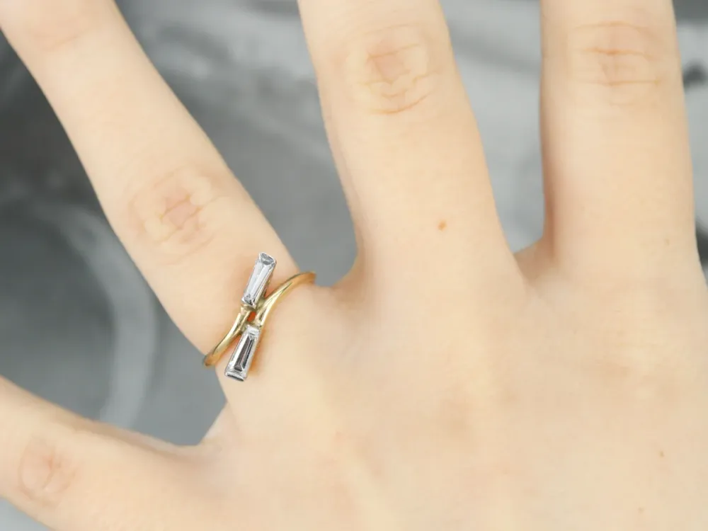 Vintage Diamond Baguette Bypass Ring