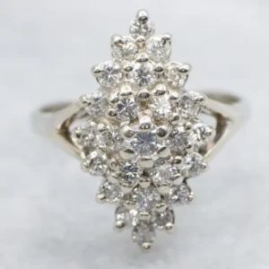 Vintage Diamond Cluster Navette Ring