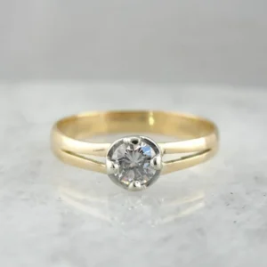Vintage Diamond and Gold Illusion Set Engagement Ring