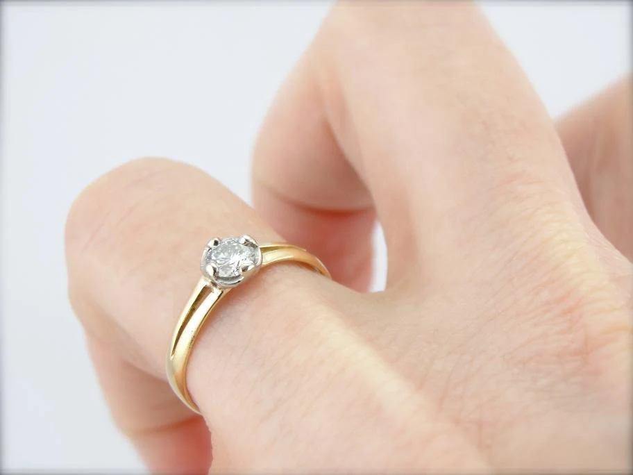 Vintage Diamond and Gold Illusion Set Engagement Ring