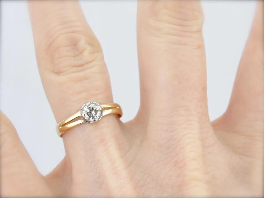 Vintage Diamond and Gold Illusion Set Engagement Ring