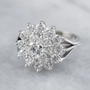 Vintage Diamond Halo Cluster Ring