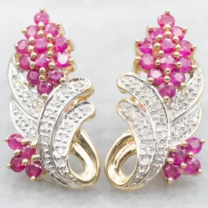 Vintage Diamond and Ruby Drop Earrings