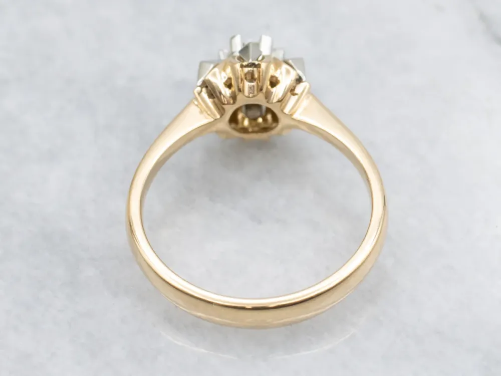 Vintage Diamond Solitaire Snowflake Engagement Ring