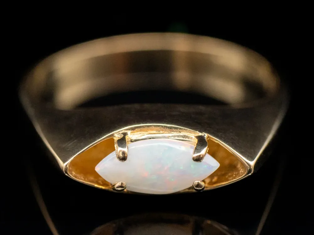 Vintage East to West Marquise Cut Australian Opal Ring