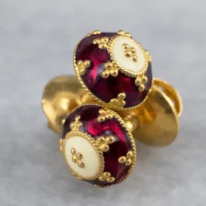 Vintage Enamel Ball Stud Earrings