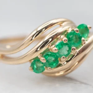 Vintage Five Stone Emerald Bypass Ring