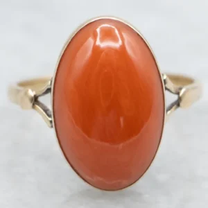 Vintage Gold Bezel-Set Coral Ring
