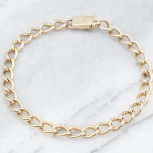 Vintage Gold Curb Link Chain Bracelet