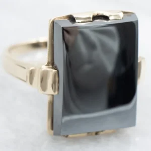 Vintage Gold Hematite Solitaire Ring