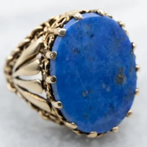 Vintage Gold Lapis Statement Ring